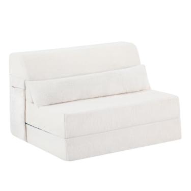 Imagem de Tiita Sofá-cama dobrável com travesseiro, colchão de solteiro e tecido de pelúcia com bolsa de armazenamento portátil, espreguiçadeira, cama para sala de estar, quarto de hóspedes, dormitório,