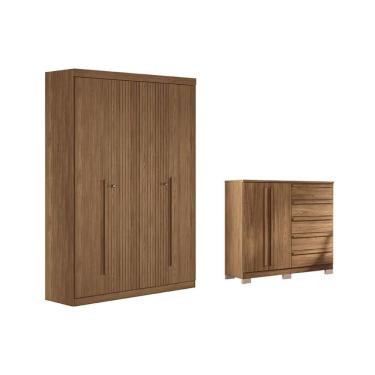 Imagem de Guarda Roupa +cômoda 2 Peças Qc340 Jatobá - Santos Andirá