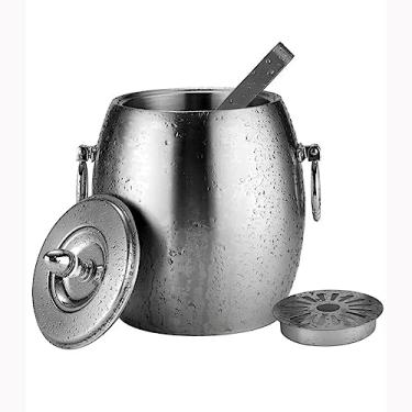 Imagem de Balde de gelo de aço inoxidável de camada dupla balde de gelo ferramenta barril de cerveja fria balde de vinho de gelo champanhe balde de gelo comercial barril LCE barril (2L)