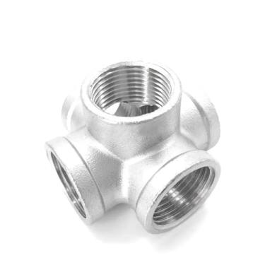 Imagem de 1/10.2 cm 3/20.3 cm 1/5.1 cm 3/10.2 cm 2.5 cm 3.2 cm 3.8 cm 5.1 cm 5.1 cm BSPT fêmea 3 4 5 vias Cruz de canto 304 conector de encaixe de tubulação de aço inoxidável gás de água (5 maneiras, 2 BSP)