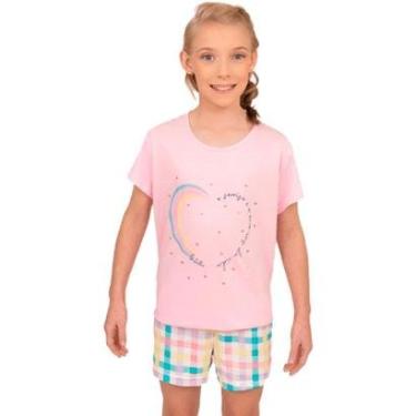 Imagem de Pijama Blusa de Corações e Short Xadrez - Izitex-Feminino