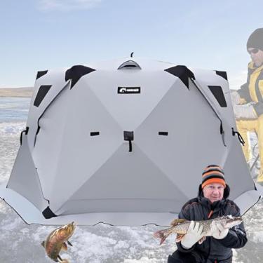 Imagem de Barraca Para Pesca No Gelo Pop-up, Abrigo De Pesca No Gelo Com Janela Transparente E Rede, Estrutura Térmica Estável, 210D Oxford, Inclui Sacola De Transporte