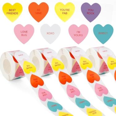 Imagem de Heart Stickers, 2000Pcs Colorful Valentines Heart Stickers, 1Inch Happy Valentines Day Conversation Sticker, Self-Adhesive Sweet Love Sticker for Classroom Cards Gifts Boxes Envelope Seals