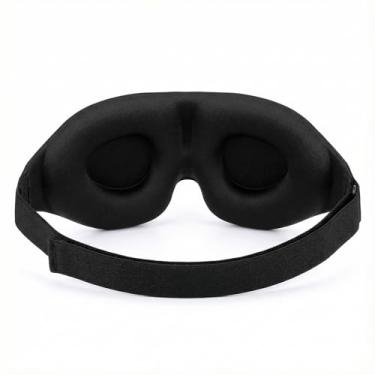 Imagem de Máscara de dormir preta com contorno 3D ajustável sem pressão para descanso profundo e conforto de viagem