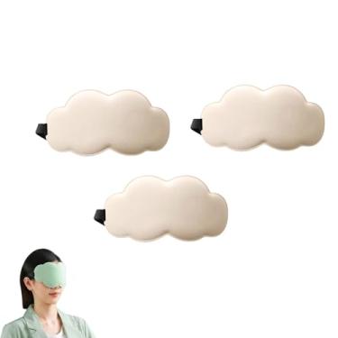 Imagem de PLAYTHROUGH Máscara de dormir Ice Silk 3 peças, máscara blackout com alça elástica ajustável para viagens Siesta, pressão zero (bege)