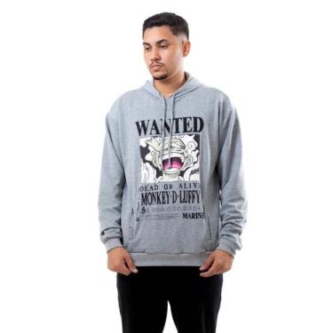 Imagem de Blusa de Moletom Wanted Monkey d Luffy Adulto - Glev.Conceito, P, Cinz