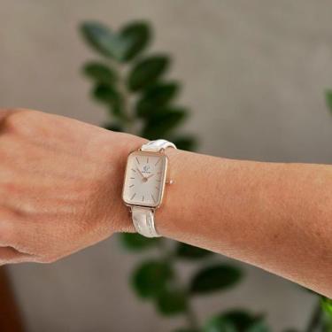 Imagem de Relógio Feminino Quadrado Branca com Rose minimalista Piermont New Por