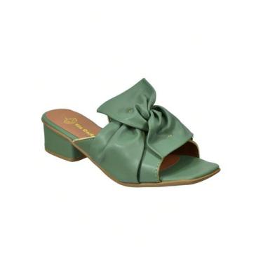 Imagem de Sandália Feminina Salto Bloco Laço Casual Tamanco Verão 1129 - Vila Ca