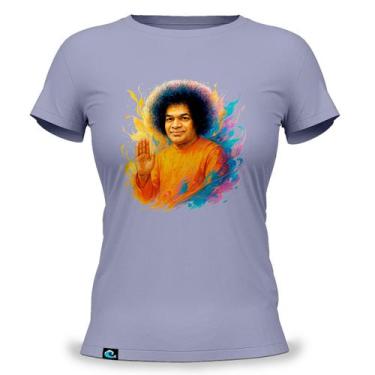 Imagem de Camiseta Feminina Baby Look com Estampa Sathya Sai Baba 100 Algodão Fi