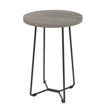 Imagem de Mesa Lateral Pix com Estrutura Preta e Tampo Carvalho Smoked - Frisoka