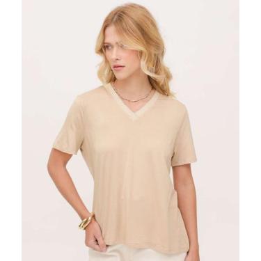 Imagem de Blusa Feminina Lisa Manga Curta Marisa-20040, Bege, G