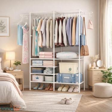 Imagem de Armario Prateleira Closet Portátil Gancho Lateral Bolsas Sapatos - Bri