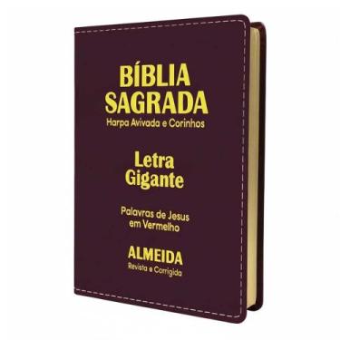 Imagem de Bíblia Sagrada Letra Gigante Luxo C/ Harpa Vinho - REI DAS BIBLIAS