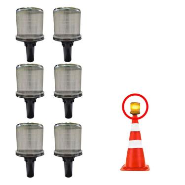 Imagem de Sinalizador Solar Viario Kit 6 Uni Alerta Atencao Rodovia Estrada Rua Cone Emergencia Obra