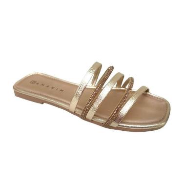 Imagem de Sandália Feminina Rasteira Ramarim Metal Ouro 25-21201