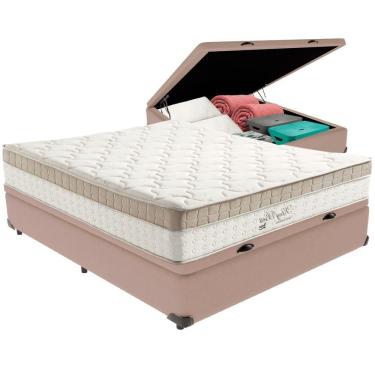 Imagem de Cama Box Baú E Colchão King Best Bege Molas Ensacadas Casal Anjos Casal Bege