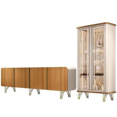 Imagem de Kit Aparador Buffet Bar Living Santiago Com Cristaleira Adega Síria B0
