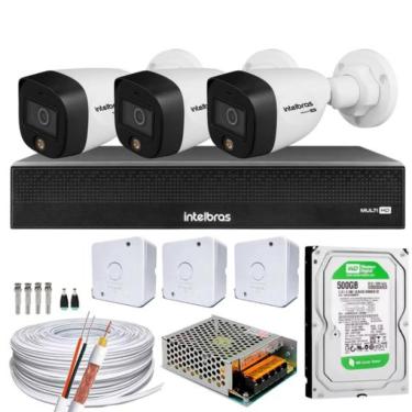 Imagem de 3 Câmeras Intelbras VHD 1220B Full Color Dvr 1004-c C/HD 500GB