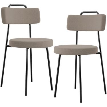 Imagem de Kit 02 Cadeiras Decorativas Estofada Para Sala De Jantar Barcelona L02 Bouclê Bege