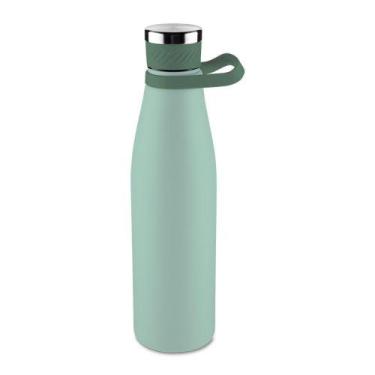 Imagem de Garrafa Térmica Inox 750ml Parede Dupla Alça Silicone Verde - GlobalUp