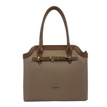 Imagem de Bolsa de Ombro Grande Scamboo Couro Bege 2027 - Bege Tamanho U-Feminino