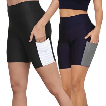 Imagem de Kit c/ 2 SHORTS LEG Legging com BOLSO Cintura Alta Fitness Treino Casual Corrida Academia 1033-Feminino