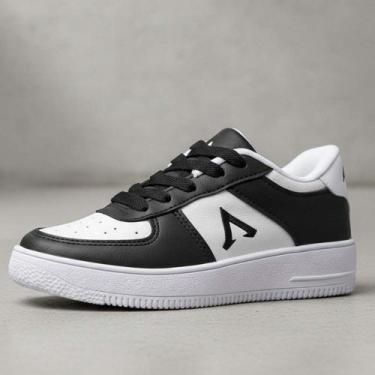 Imagem de Tênis Infantil Menino Casual Escolar Resistente Leve Macio Preto Branc