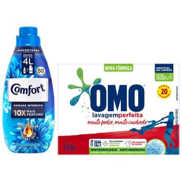 Imagem de Kit Sabão em Pó Omo Lavagem Perfeita - 1,6kg + Amaciante Comfort Conce