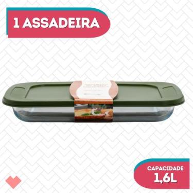 Imagem de Travessa Refratário Oval Com Tampa 1,6L Vidro Hermético - CasaVita, Re