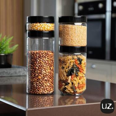 Imagem de Pote Porta Mantimentos UZ Empilhável 300ml Organizador com Tampa de Pl