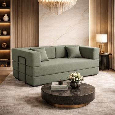 Imagem de Sofá Na Caixa 2 Lugares Moderno Compacto Confortável Cor:Boucle Menta 