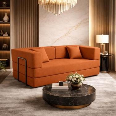 Imagem de Sofá Na Caixa 2 Lugares Moderno Compacto Confortável Cor:Boucle Terrac