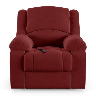 Imagem de Poltrona Do Papai Reclinável Sala De Cinema Barcelona Controle Elétrico Veludo Vermelho