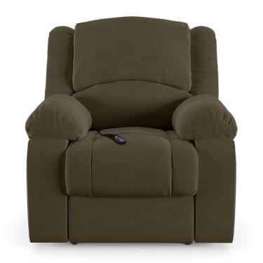 Imagem de Poltrona Do Papai Reclinável Sala De Cinema Barcelona Controle Elétrico Usb Veludo Capuccino