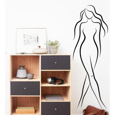 Imagem de Adesivo Decoração Silhueta Feminina Em Pé Salão de Beleza