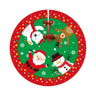 Imagem de Saia Para Árvore De Natal Xadrez Vermelha E Preta Com Estampa De Floco