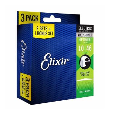 Imagem de KIT 3 Encordoamento Elixir 010 Optiweb Light Guitarra 16552