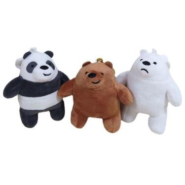 Imagem de Conjunto de bonecas de pelúcia Panda, preto, branco, marrom, 10 cm, 3 