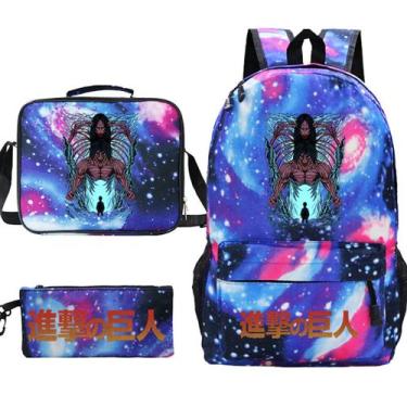 Imagem de Conjunto de mochilas escolares Attacks Titans, 3 unidades para estudan