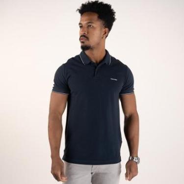 Imagem de Camisa Polo Calvin Klein Frisos Azul Marinho-Masculino