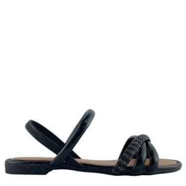 Imagem de Sandália Mississipi Feminina Rasteira Tiras e Strass Brilhante MF821-Feminino