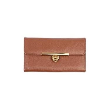 Imagem de Carteira feminina de couro liso Kate 10,5x19,5cm-Feminino