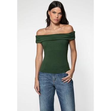 Imagem de Blusa Malha Ombro A Ombro Verde Escuro-Feminino