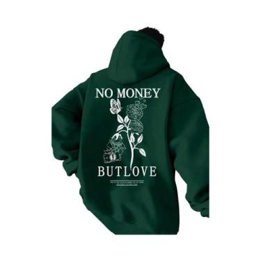 Imagem de Jaqueta Masculina Com Estampa Floral E Letras, Moletom De Lã Solto Est