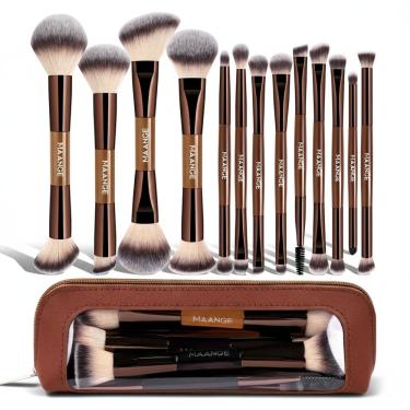 Imagem de KIT 13 Pincéis Maquiagem MAANGE Bolsa Cerdas Macias Dia a Dia