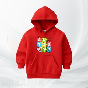Imagem de Moletom Infantil Autismo com Capuz Moleton Canguru Flanelado Conscientização TEA Inverno-Unissex