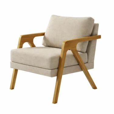 Imagem de Conjunto de 2 Poltronas Evora em Madeira Macica, Assento e Encosto em Espuma