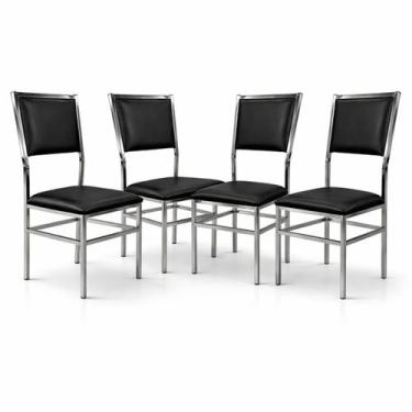 Imagem de Kit 4 Cadeiras Flora de Cozinha e Sala de Jantar Reforço Cromada Assen
