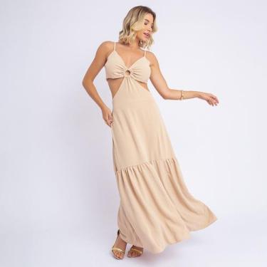 Imagem de Vestido Longo Soltinho De Amarrar Vazado Alcinha Argola Duna - SWISS B