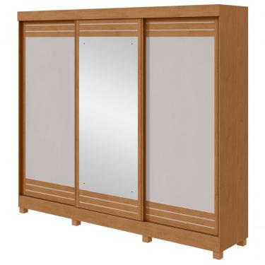 Imagem de Guarda Roupa Casal Nice 3 Portas dupla face 4 Gavetas MDP Amendoa Clean-off White Móvei...